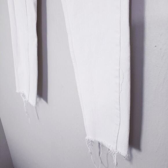 NEW Free People White Blossom Rigid High Waisted Frayed Hem Ankle Jean - Picture 8 of 12